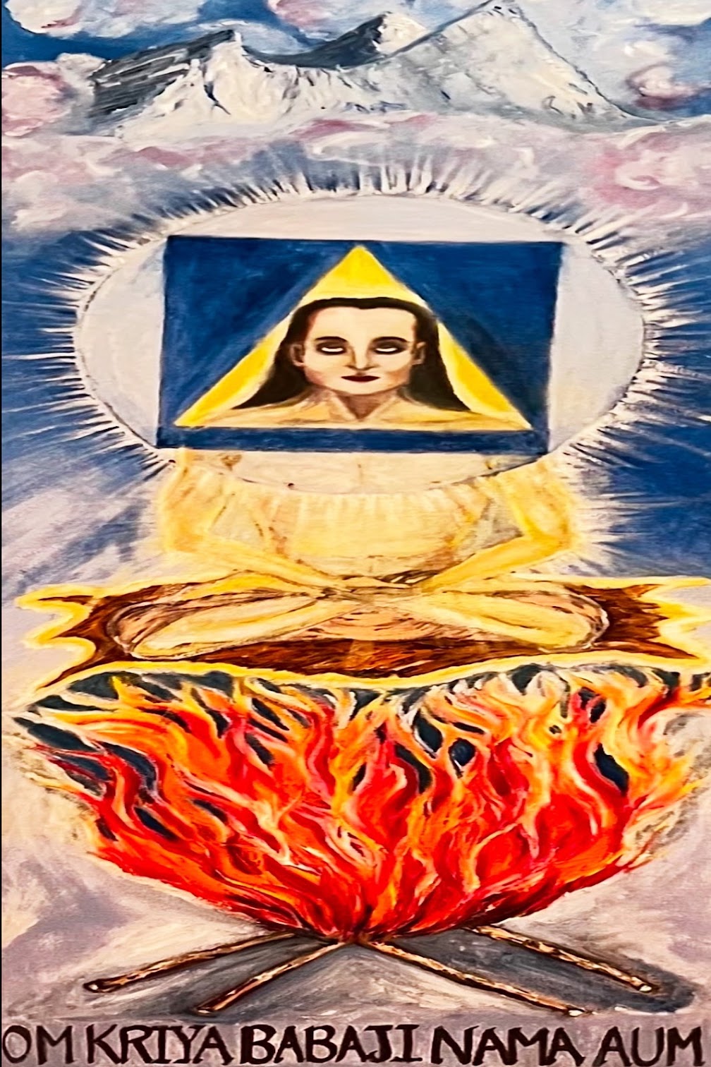 🕉️✨ Veronica Spiritual Artwork Painting – Babaji “Om Kriya Babaji Nama Aum” 🖼️🙏