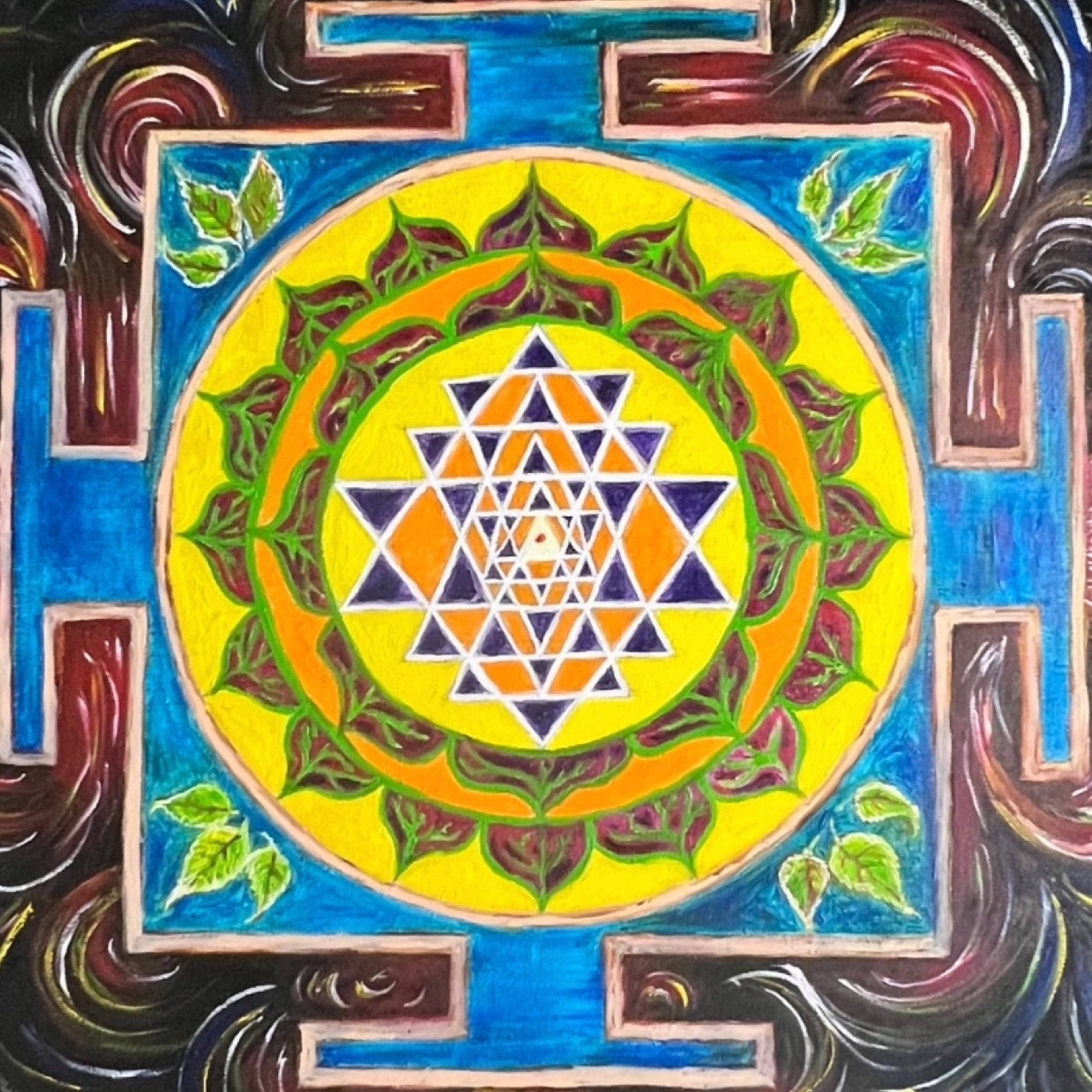 🔺✨ Veronica Spiritual Artwork Painting – Sri Yantra Sacred Geometry 🖼️🕉️ Wall Art